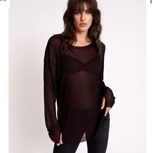 One Teaspoon Amity Sheer Rib Knit Top - Large